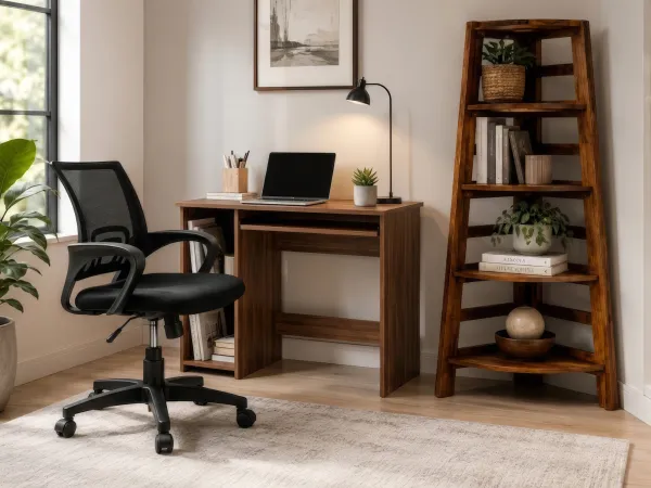 Rio Study Table With Office Chair and Belle Bookshelf